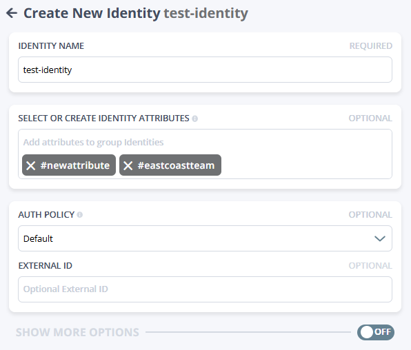 Create identity form